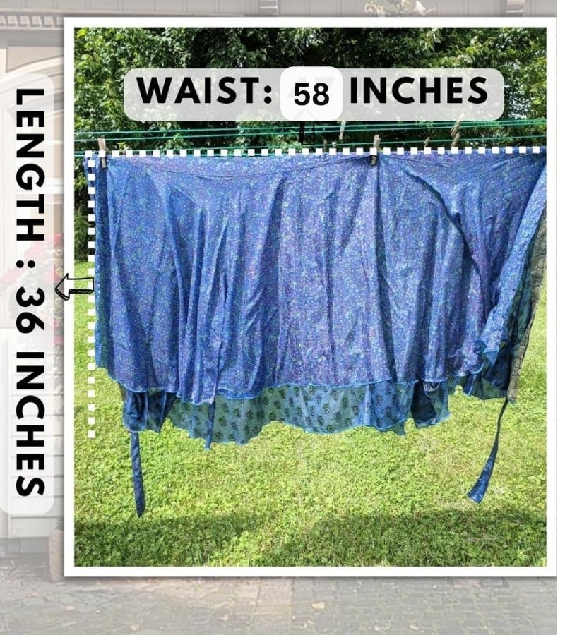 WevezÂ® Pack of 3 Pcs Original Two Layer Printed Wrap Around Skirts, Plus Size (Long XL) - Image 5